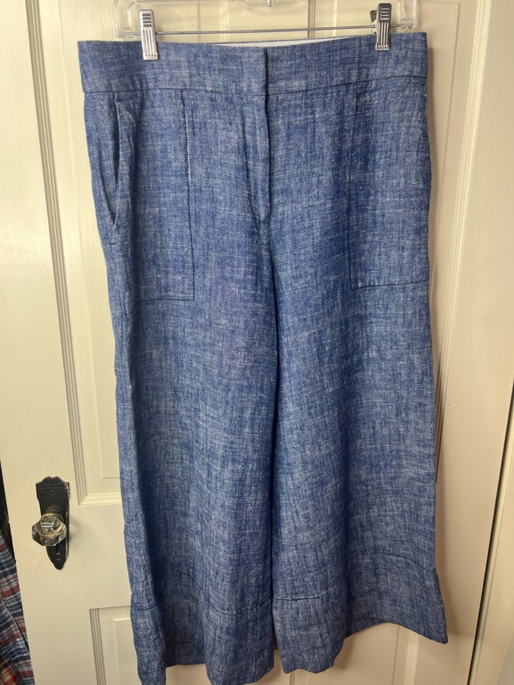 Ann Taylor Wide Leg Linen Blend Cropped Trousers Sz 6